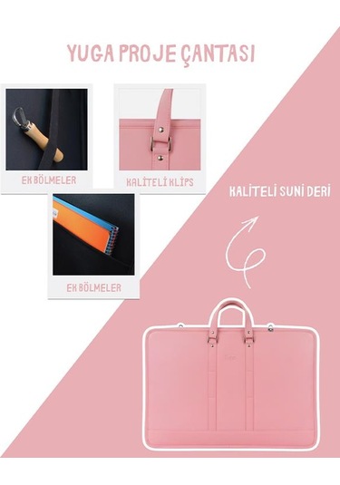 Yuga Suni Deri Lüks Proje Ve Resim Çantası Pembe