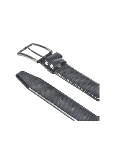 Deepsea Erkek Siyah Klasik Parlak Suni Deri Kemer 3,5 Cm Lazer İşlemeli Suni Deri Kemer 2502653 Siyah