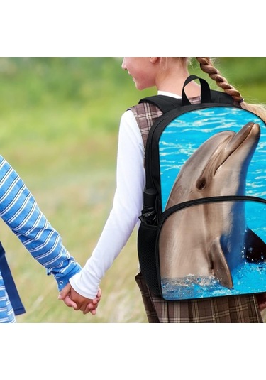 Sırt Çantası Okul Çantaları Erkek Kız, Okul Çantaları Günlük Günlük Sırt Çantası Büyük Okul Çantaları Ocean Dolphin