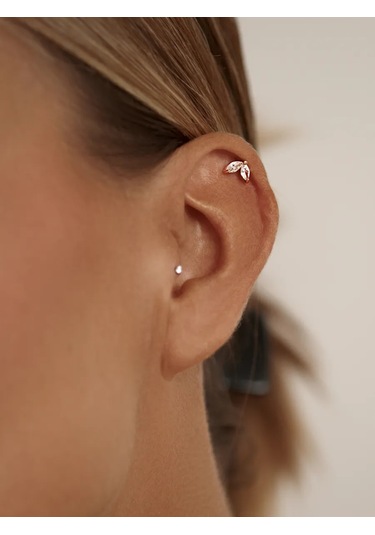 Zoloto Russkih 925 Gümüş, Altın Kaplama Labret Piercing Tragus Helix 156113788 Gri