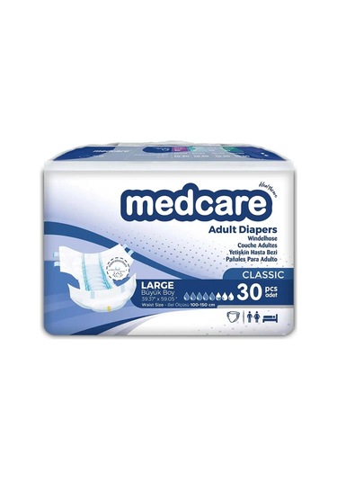 Medcare Classic Belbantlı Yetişkin Hasta Bezi Büyük Boy L 30'lu
