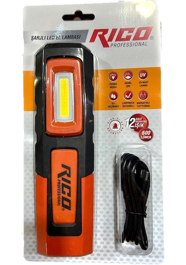 Rıco Şarjlı Led El Feneri 600 Lümen Rc0031 Siyah - Turuncu