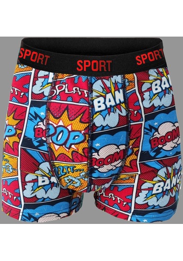 Erkek Desenli 6'Lı Premium Penye Kutu Pamuklu Likralı Boxer Çok Renkli