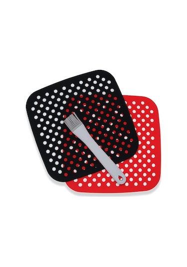 Buffer Silikon Fırın & Airfryer Kare Pişirme Matı 21.5 Cm Siyah