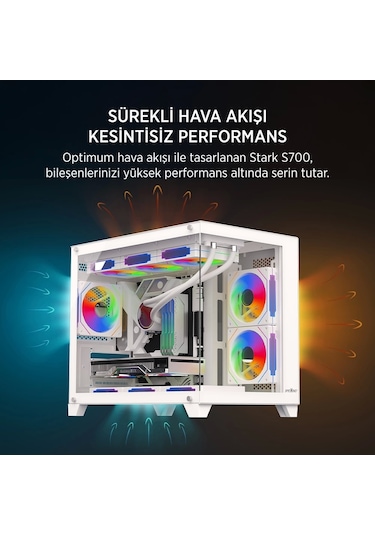 Teknoteg - James Donkey Stark S700 3xargb Temperli Cam Matx Beyaz Gaming Oyuncu Kasa
