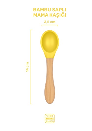 Bambu Saplı Silikon Mama Kaşığı Sunrise Sarı
