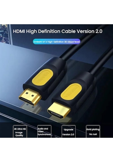 Sones Veggieg Hhı Hdmı 2.0 Hd Kablo 4k 60hz Televizyon Bilgisayar Monitörü Projektör Video Bağlantı Kablosu, Uzunluk: 3m