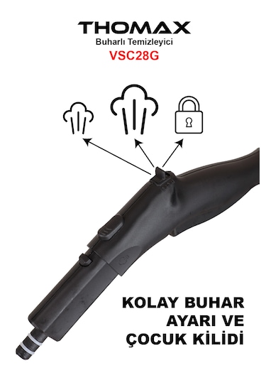 Thomax VSC28G Çok Fonksiyonlu 1500 W Buharlı Temizlik Makinesi