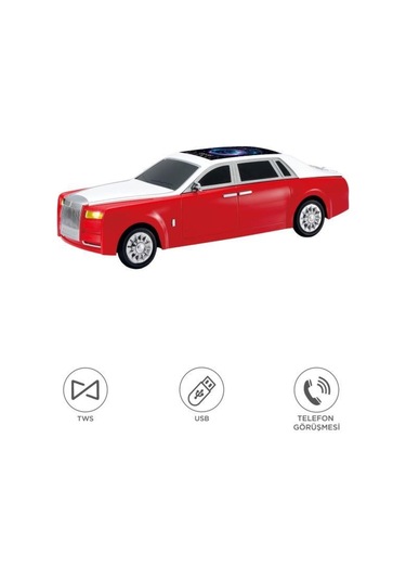 Bluetooth Hoparlör Rolls-royce Görünümlü Araba Led Ekranlı 15w Tws Fm Usb Speaker D82
