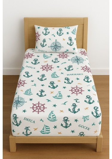 Tek Kişilik Desenli Lastikli Çarşaf Seti 120x200 Cm + 1 Yastık Kılıfı 50x70 Pembe