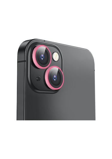 Buff Apple Uyumlu iPhone 14 / 14 Plus Neon Metal Lens Koruyucu Pembe