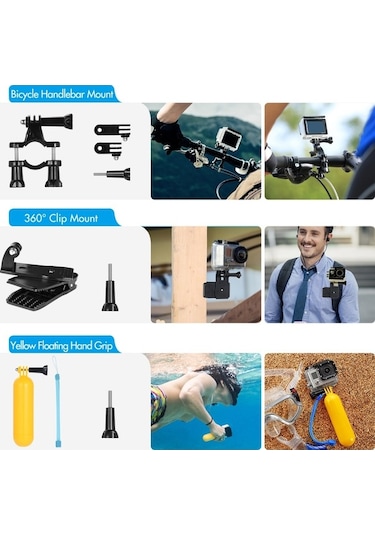 Ebitda Andoer 48-in-1 Aksiyon Kiti Siyah, Gopro Hero 9-5 Ve Insta360 İçin Taşıma Çantası Siyah