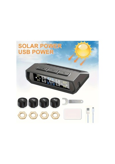 Boatshop1 T17 Lastik Basınç İzleme Sistemi Evrensel Kablosuz Güneş Tpms Harici Sensör Lastik Basıncını Doğru Tespit Eder