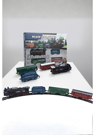 Pilli, Işıklı 14 Parça Oyuncak Tren Seti - Track Car Model