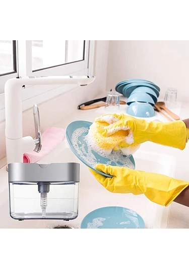 Siyah-otomatik Sıvı Sabunluklar Sabun Kutusu Sünger Mutfak Bulaşık Makinesi Manuel Pres Deterjan Kabı Organizatör Mutfak Aletleri