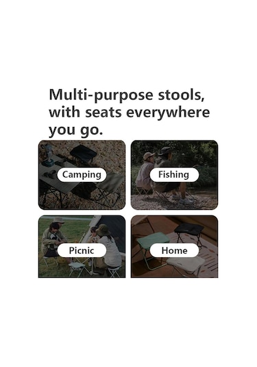 Naturehike Katlanır Tabure Taşınabilir Açık Hava Kamp Alüminyum Sandalye Siyah Siyah