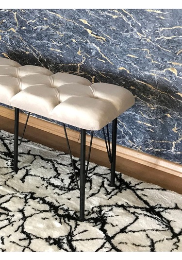 Yirmi15 Metal Ayaklı Babyface Puf & Bench Tekli Krem Bench