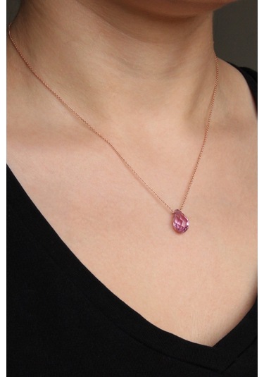 Argentum Concept - Kristal Açık Ametistli Gümüş Kolye