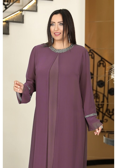 Raika Moda Sultan Büyük Beden Tesettür Abiye Lavanta