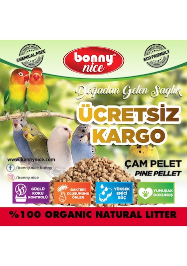 Bonny Nice Organik Çam Pelet Evcil Kuş Altlığı 5 Kg 9 l
