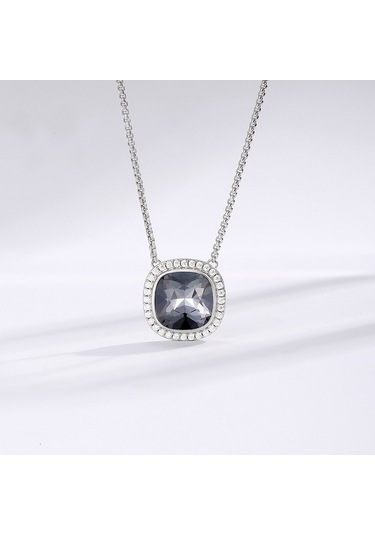 Monemel Kristal Taşlı Siyah Antraj Kolye Altın Kaplama Gümüş - Rodyum