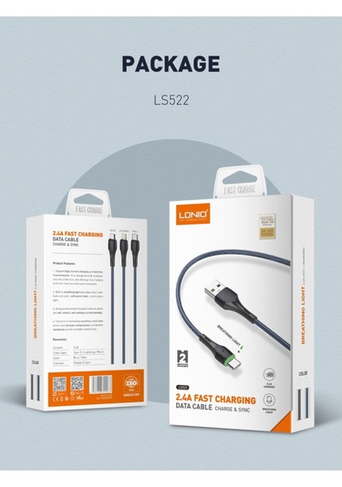Ldnıo LS522 Usb To Type-c Şarj Kablosu