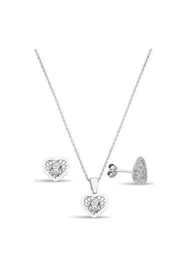 925 Ayar Gümüş Kalp Set - 67018300 Gümüş