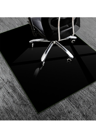 Cam Sandalye Matı Düz Renk - Siyah 100cm X 120cm