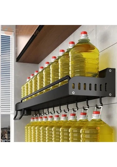 Lemestar 60cm Çift Bölmeli Mutfak Çekmecesi - 4 Bölme Ve 10 Kanca İle Pratik Saklama Siyah