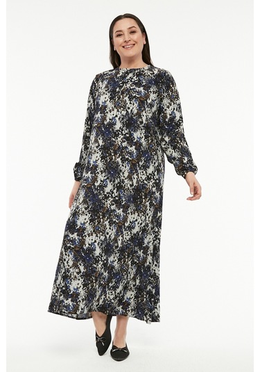 Viskon Kumaş Uzun Çan Kesim Elbise 02