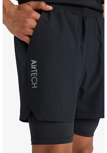 Defacto Defactofit Slim Fit Dar Kesim Sporcu İçi Taytlı Dokuma Şort F0010ax25aubk81 Siyah