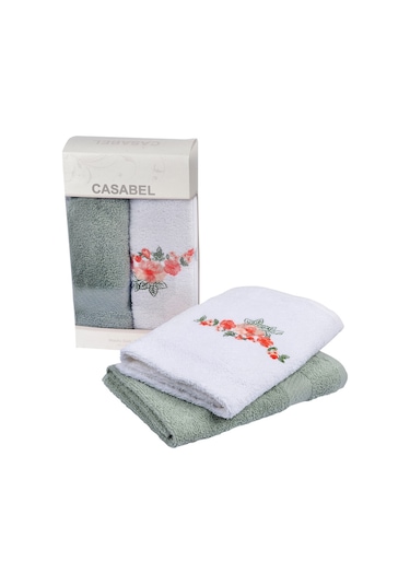 Casabel 2'li Pamuk Mutfak Havlusu - 50x60 Mint Bahar Çiçekleri