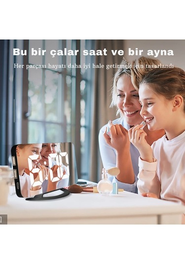 Techtic Alarmlı Termamotre Aynalı Çift USB Masa Saati