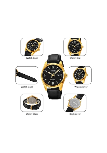 Skmeı 2067 Erkek İş Rahat Stil Açık Hava 50m Su Geçirmez Kuvars Dijital Kol Saati Siyah Kahverengi