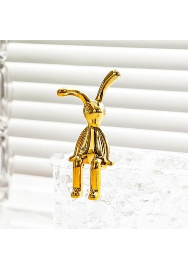 Altın 2/4 Adet Uzun Kulak Tavşan Heykelcik Uv Galvanik Yapıştırıcı Oturan Tavşan Şekilli Kalıp Oyuncak Heykeli Araba Pano 4pcs