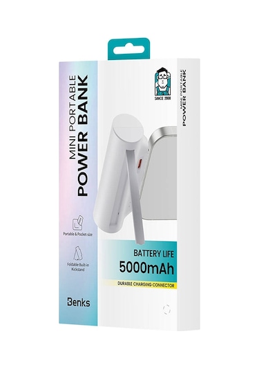 Benks PB15 5000 Mah Taşınabilir Standlı Lightning Powerbank Beyaz