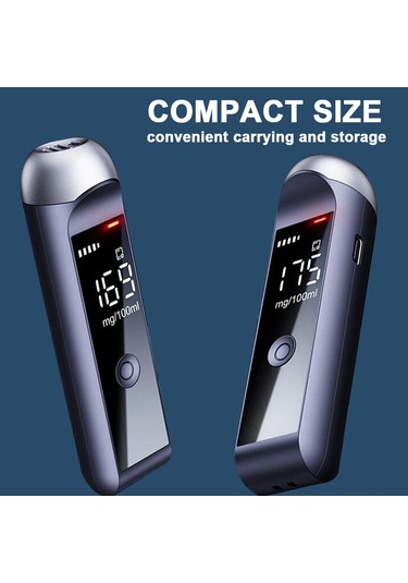 Yüksek Hassasiyetli Alkol Test Cihazı Taşınabilir Dijital Lcd Ekranlı Alkol Metre Usb Şarj Edilebilir Nefes Testi Cihazı Alkol Tespit Cihazı Siyah