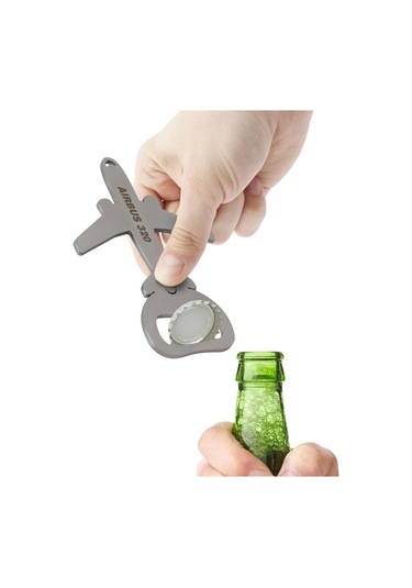 Zekupp Airbus A320 Uçak Modeli Şişe Açacağı, Paslanmaz Çelik Magnetli Uçak Figürlü Gazoz Açacağı, Gümüş Gri Renkte Mutfak Ekipmanı Gri