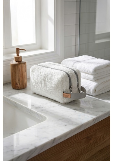 Fluffy Çift Fermuarlı Organizer Çanta Xl Gri