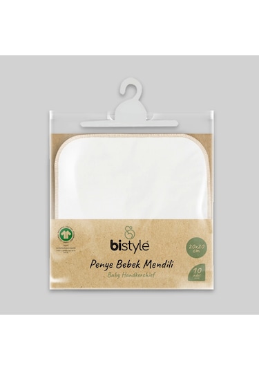 Bistyle Organik 20x20 10'lu Penye Mendil 90102 Ekru Ekru