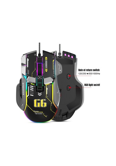 Reedark G6 Rgb 12 Tuşlu Mekanik Mouse Kablolu Oyun Mouse Ergonomik Tasarım 10 Tuşlu Makro Programlanabilir Ayar