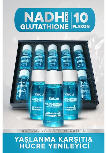 Lifecell Nadh Shot + Glutathione  Takviye Edici Gıda 10 Flakon