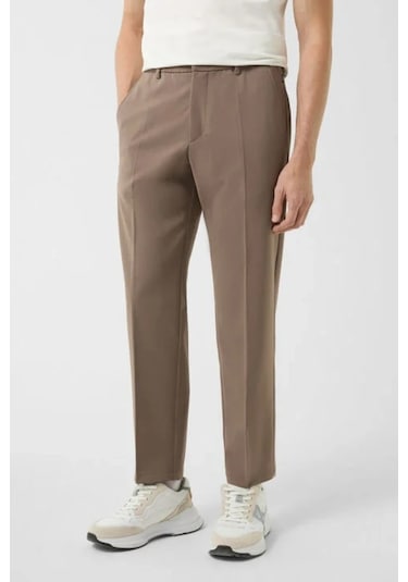 Bogner Marcus Lüks Stil, Erkek Yün Karışımlı Klasik Pantolon Kahverengi