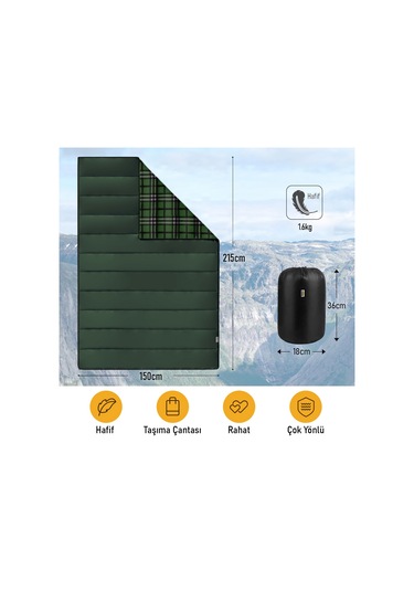 Haegs Flanel Kamp Battaniyesi, Seyahat Yorganı Dış Mekan Hafif Kompakt Outdoor Kamp Çadır Karavan Battaniye 215-150 Cm Haki