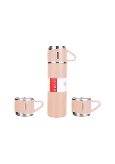 Youtek 3'lü Kupa Li Dli 500ml 304 Çelı K Termos Seti - Sıcak/soğuk İçki Sağlar, Taşınabilir Outdoor & Araç Kullanıma Uygun Siyah