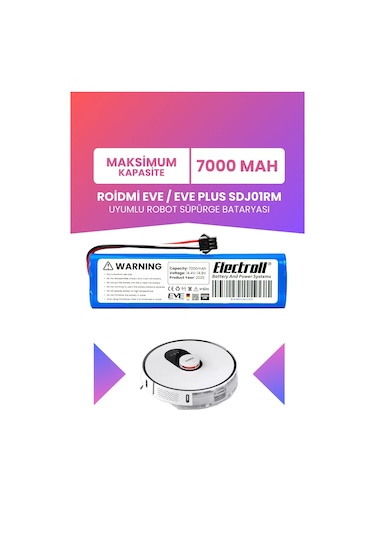 Roidmi Eve / Eve Plus Batarya 7.000mah Pil Robot Süpürge Batarya
