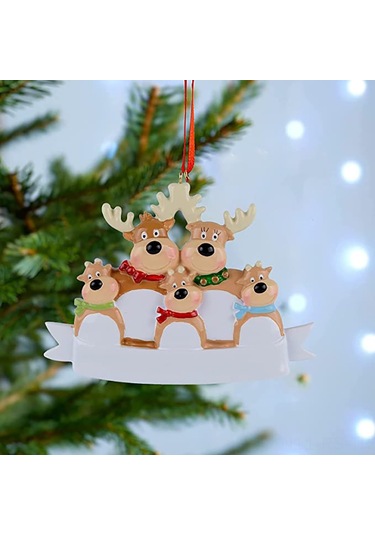 Reedark 2021 Noel Renkli Geyik Aile Pendant Dekor, Su Geçirmez Ve Solmaz Yüksek Kalite Reçine Malzeme
