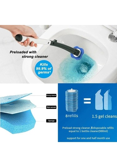 Yeşil Wıkhostar Tek Kullanımlık Temizleme Tuvalet Fırçası Uzun Saplı Ölü Açı Temizleme Fırçası Yedek Fırça Kafası Temizleme Aracı