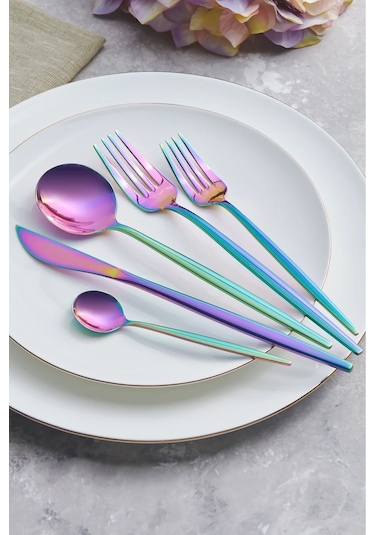 Karaca  Orion Çok Renkli 6 Kişilik 30 Parça Çatal Kaşık Bıçak Takımı