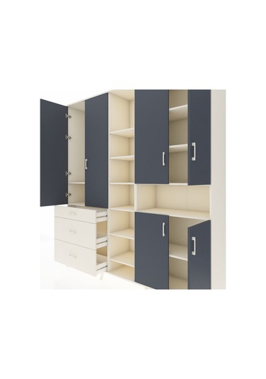 Hyperion Dolap 13 Raflı 3 Çekmeceli 6 Kapaklı 220x44x243 Aytaşı-antrasit/aytaşı Antrasıt/aytası